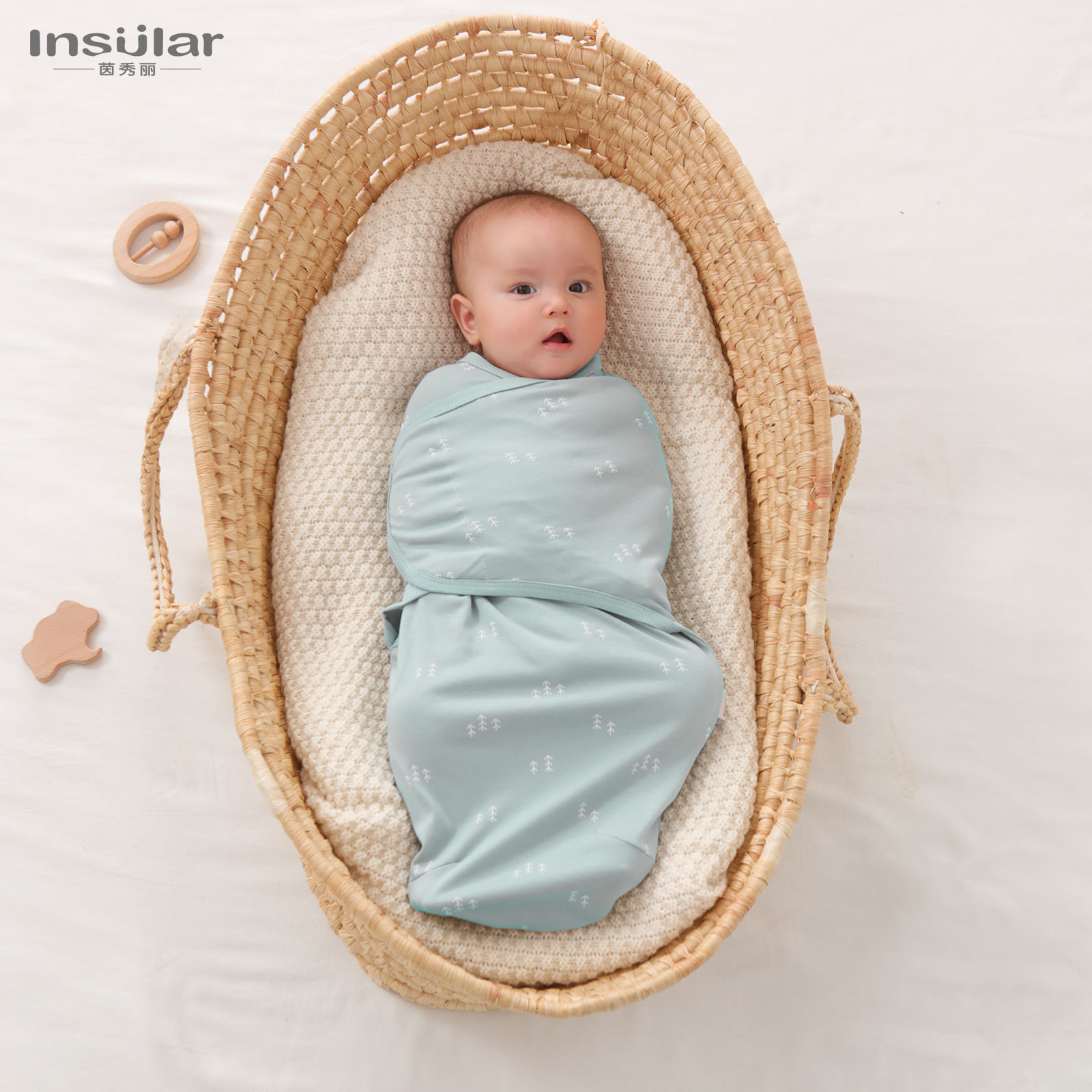 3-piece Yinmei all-cotton baby anti-shock sleeping bag newborn swaddling bag towel baby anti-kick quilt cross