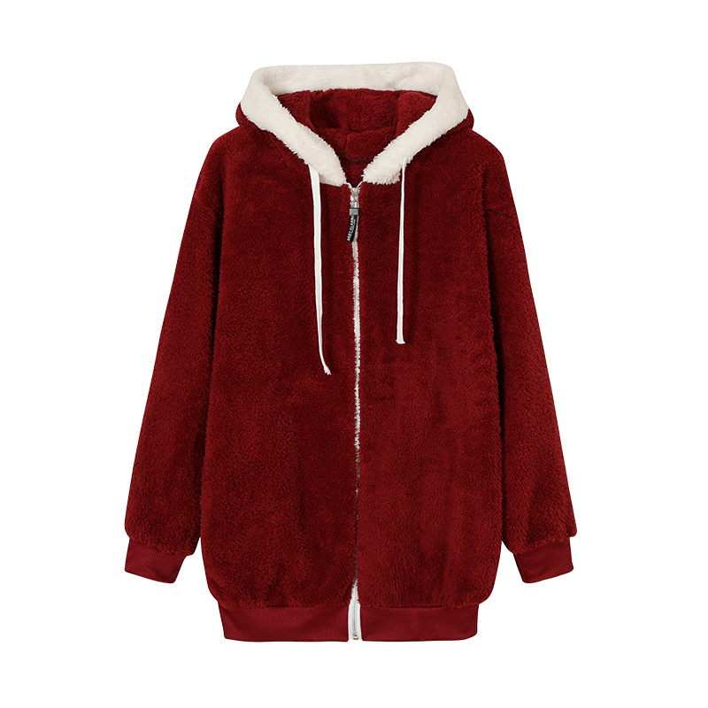 Picture of 9732#2024 Amazon Wish Independent Station Best Selling New Fall/Winter Loose Plush Zipper Hooded Jacket