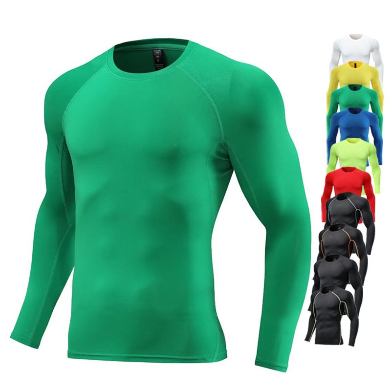 2024 Spring and Autumn Long Sleeve Round Neck Quick-drying Clothes Tight Clothes Men's and Children's Sports Base Shirt Fitness Clothes Training Clothes T-shirt