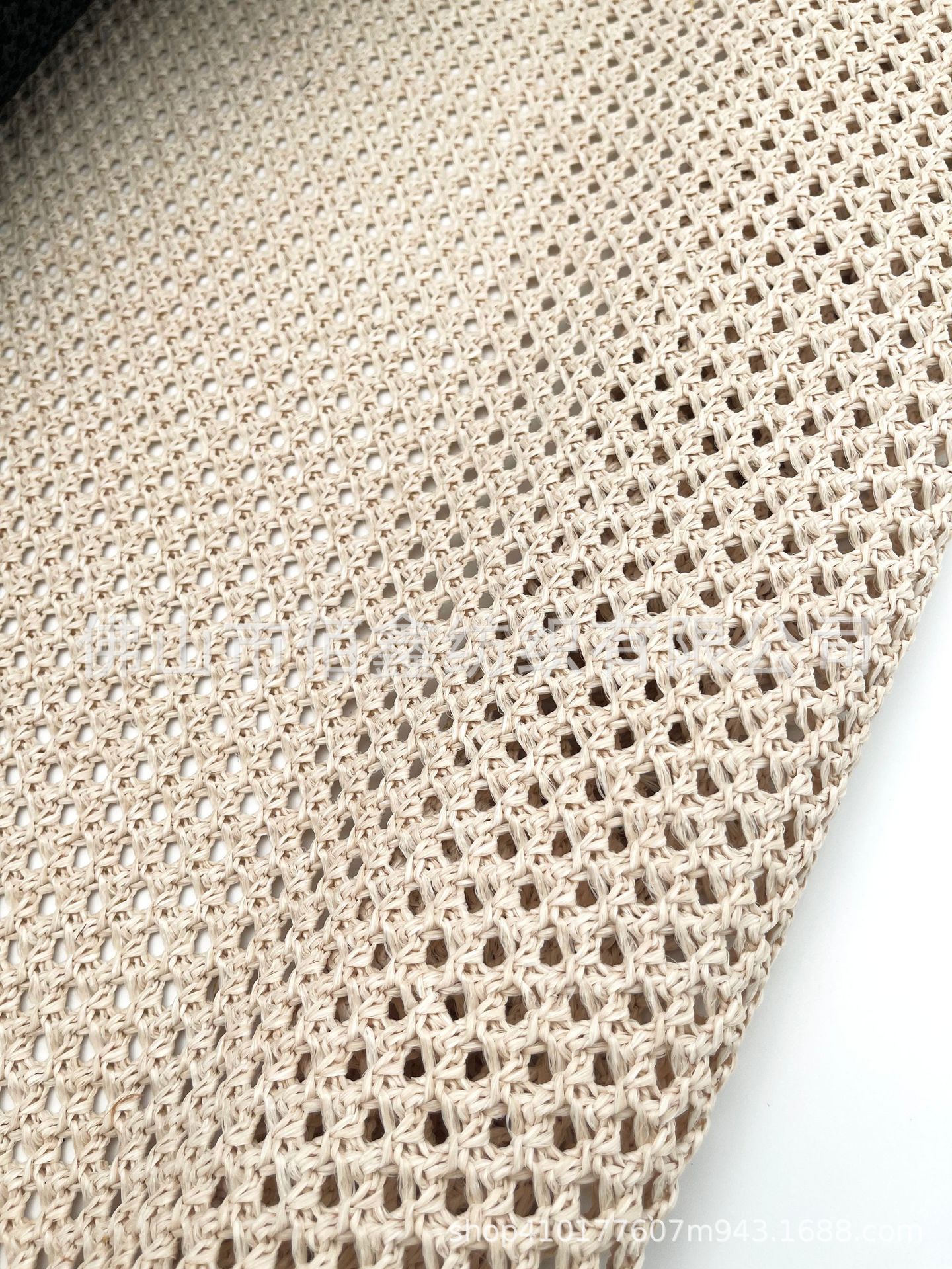 Picture of Crochet knitted pp mesh fabric woven cross hollow PE straw mat shoes and hat material luggage handbag decorative fabric handmade fabric