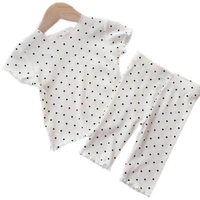 Picture of Baby Pajamas Summer Thin Set Polka Dot Fashionable Girls Summer Two-Piece Set Home Clothes Children's Air-Conditioned Clothes for Women