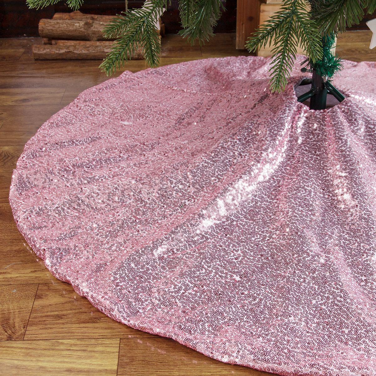 New Pink Embroidered Sequins Tree Dress Christmas Decorations Christmas Tree Decorations Apron Sequins Christmas Tree Dress