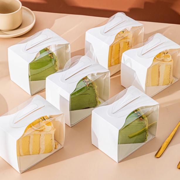 Mousse Triangle Cut Cake Box Western Point Box Dessert Cut Packing Box Portable Slicing Box Transparent Box