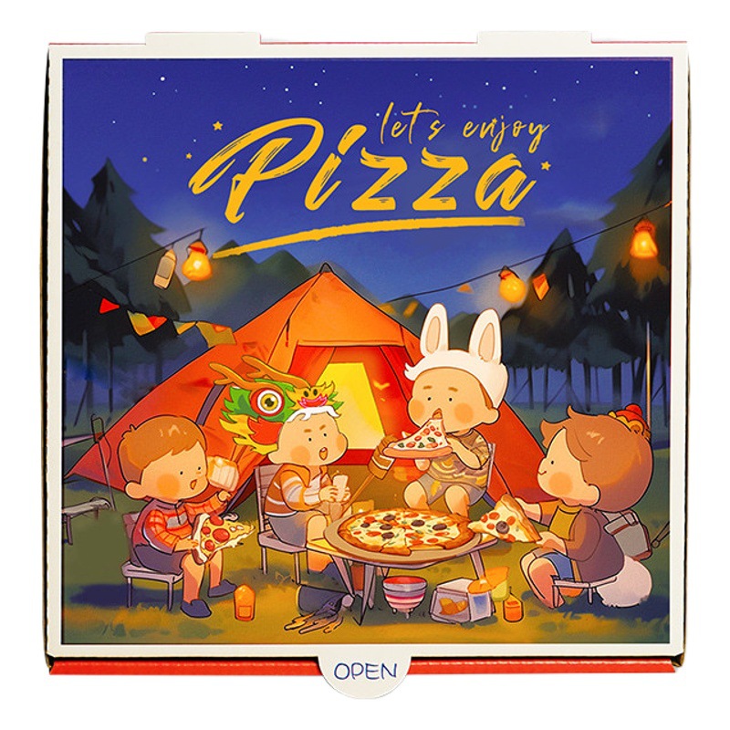 New Product Picnic Outing Year of the Dragon Pizza Box Takeaway Pizza Packaging Box 8inch Corrugated Thickeneded Environmentally Friendly