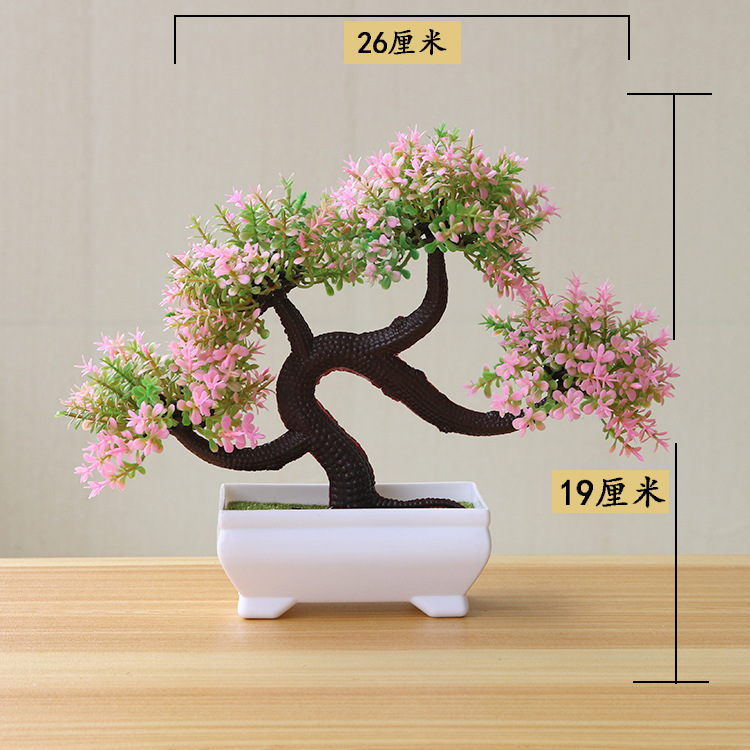 Picture of Sakura Snowball Simulated Plant Potted Grass Ball Bonsai Small Tree Home Decoration Flower Ornament Creative Mini Small Round Ball