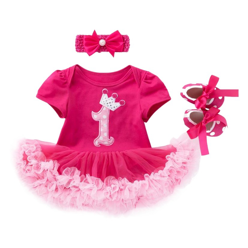 Picture of Cross-Border 2025 New Summer Clothes for Baby Girls Holiday Cartoon Short-Sleeved Rose Red Harem Skirt Three-Piece Suit Birthday Children's Skirt