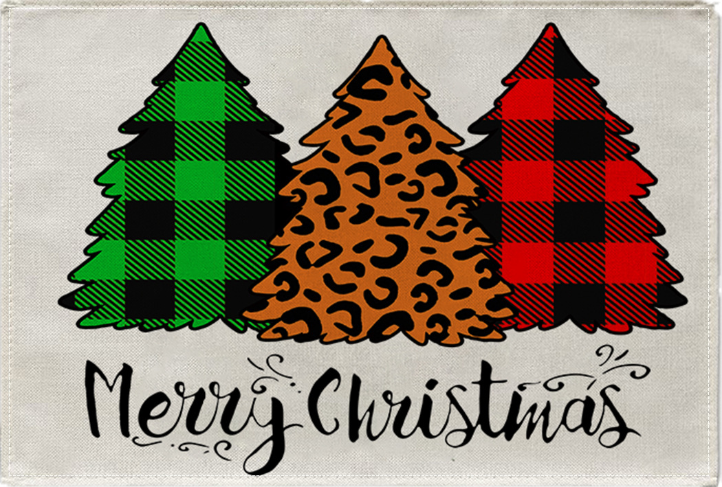 Picture of Christmas Placemat Scandinavian Style English Letter Napkin Western Restaurant Tablecloth Single Layer Linen Insulation Mat Table Mat