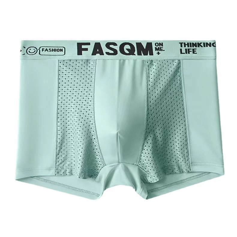 Picture of Men's underwear summer thin breathable mesh ice silk boxer shorts sports letters boxer shorts split one-piece delivery