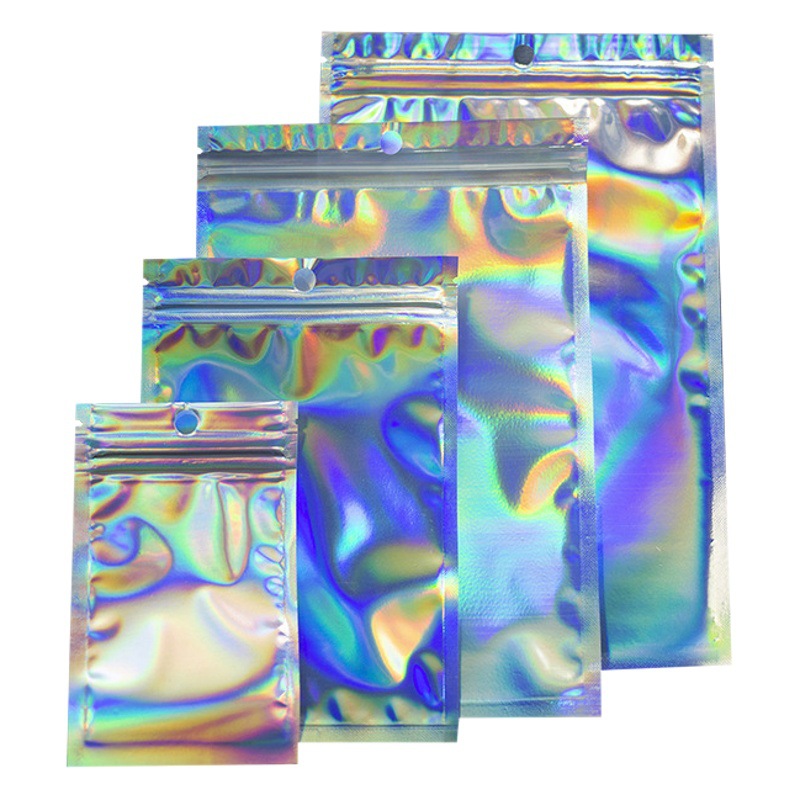 Laser Bag Jewelry Bag Colorful Transparent Ziplock Bag Jewelry Mobile Phone Case Sample Bag Sealed Bag Data Cable Packaging Bag