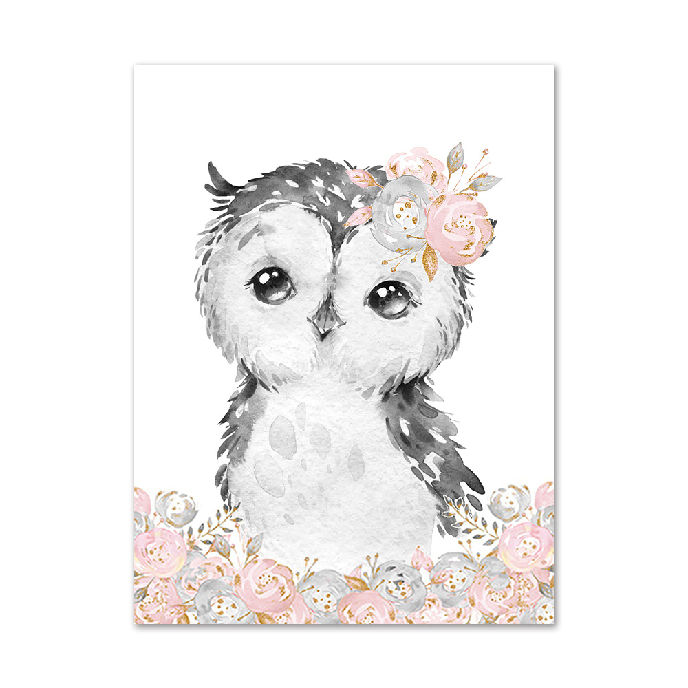 Picture of Cartoon animal Children Baby English letters Custom Baby Name bedroom canvas hanging painting decorative painting core