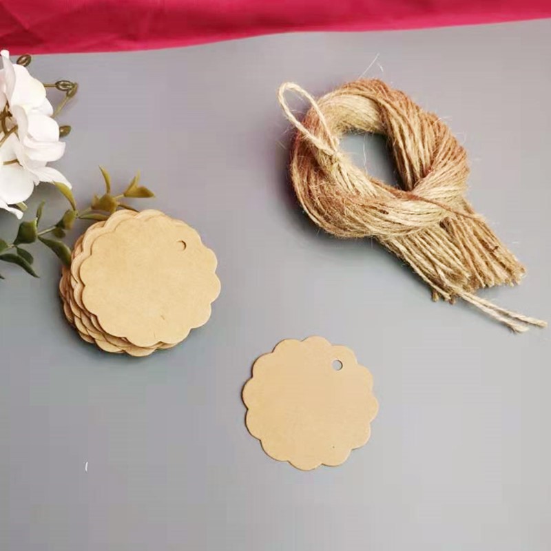 Picture of Kraft paper small card candy box small accessories handwritten word notes small tag rectangular card distribution hemp rope