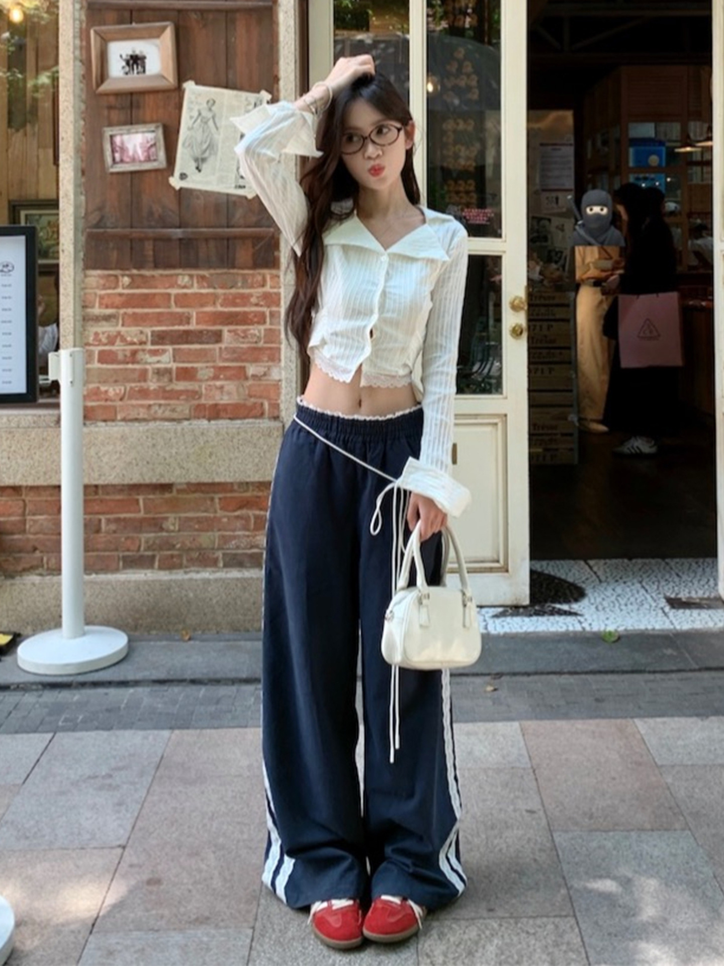 Lace Stitching Straight Casual Pants Women's Autumn 2024 New Arrival Loose Slimming Wide Leg Pants