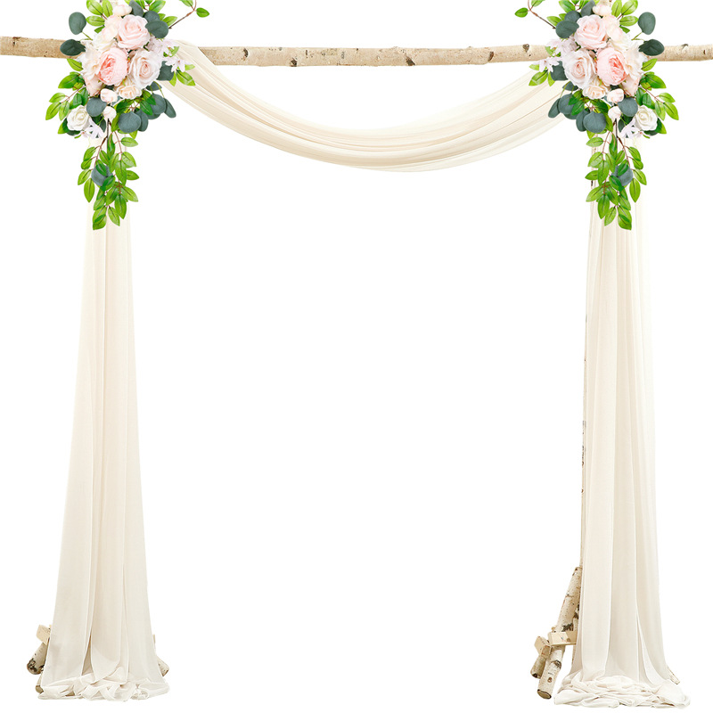 Picture of Cross-Border Popular Wedding Forest Lawn Outdoor Arch Decoration Wedding Arrangement Curtain Pearl Chiffon Gauze Curtain