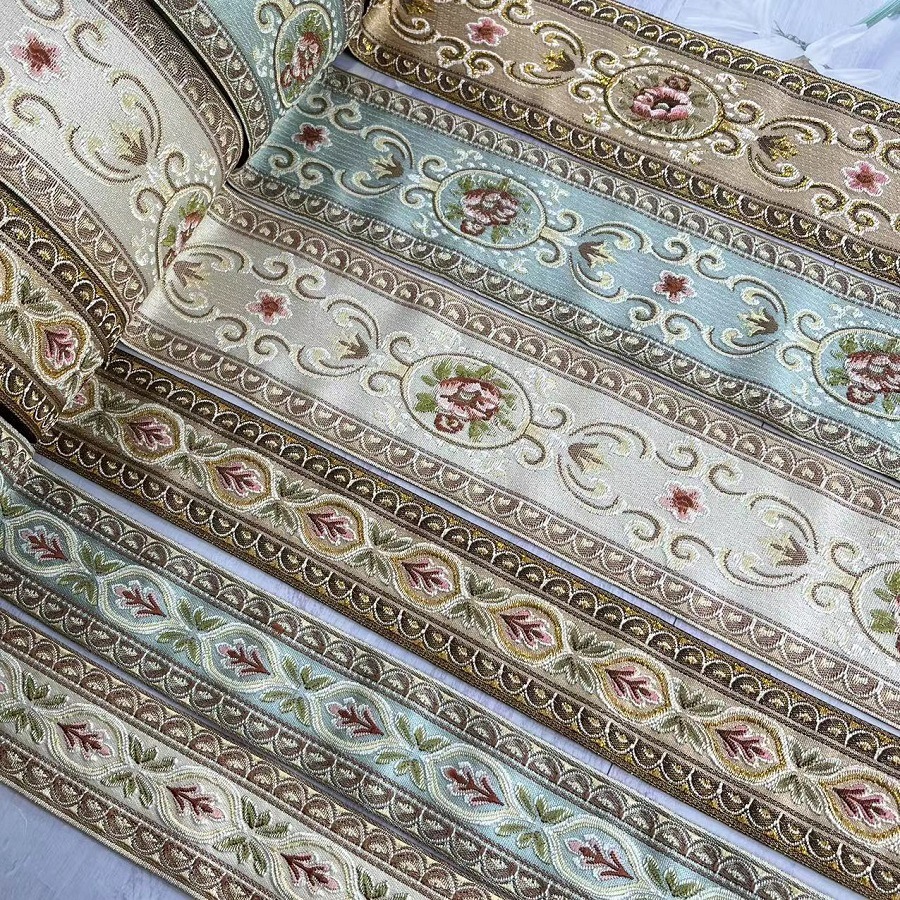 Jacquard curtain lace flower pattern curtain fabric accessories AH-2834 width 6-9CM