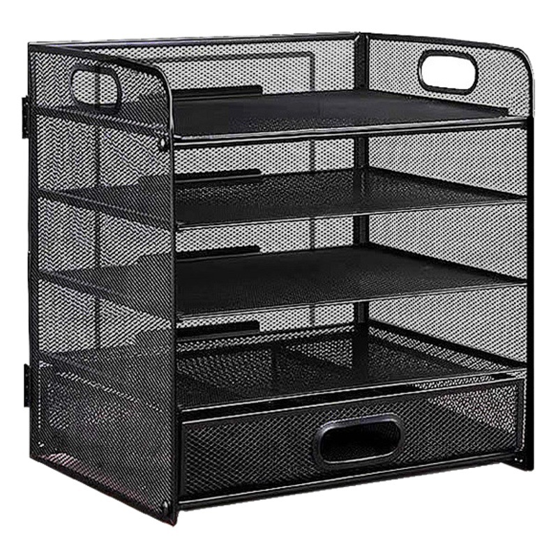 Desktop five-layer metal file rack with drawer office desktop stationery A4 file storage combination multi-layer large capacity