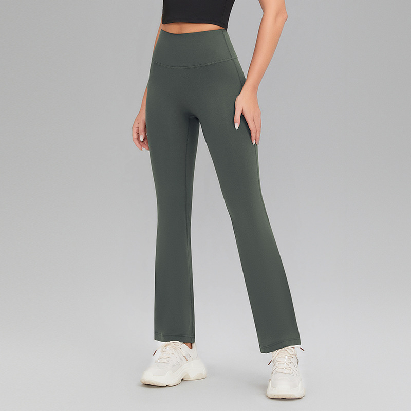 Picture of Lycra High-elastic Naked Shark Pants Hip-lifting High Waist Slimming Wide Leg Sports Fitness Flared Pants Women's Outer Wear Yoga Pants