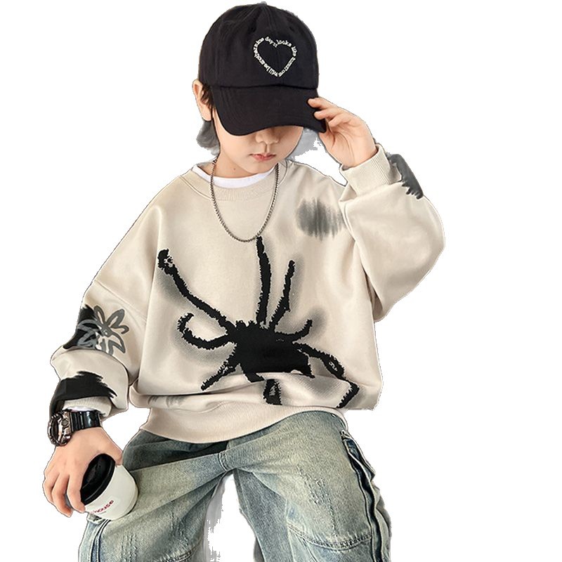 Picture of Children's Wear Boy's Autumn and Winter Wear Cartoon Printed Cool Handsome Trendy New Autumn Top Boy's Fried Street Middle and Big Boy