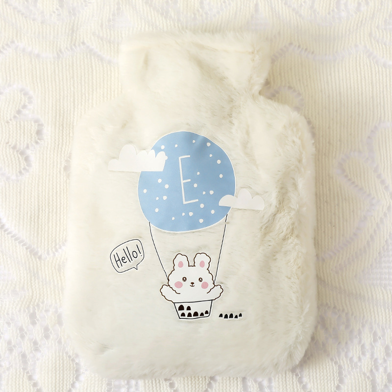Picture of Rabbit Fur Hand Warmer Bag Filled with Water Hot Water Bottle Cartoon Plush Hand Warmer Hand Warmer Removable and Washable Hot Water Bag Thickeneded Explosion-Proof