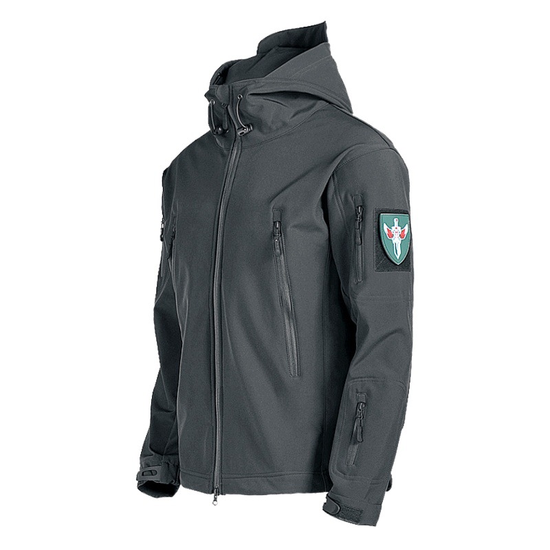 Outdoor Shark Skin Soft Shell Suit Men's Windproof Military Fan Tactical Coat Winter Fleece-lined Thickened Mountaineering Suit