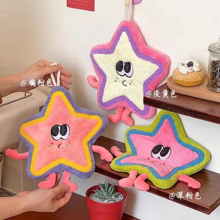 Picture of Cute Hand Towel Hanging Water Absorbent Thickened Toilet Cartoon Hand Wipe Hand Wash Small Square Towel Kitchen Rag