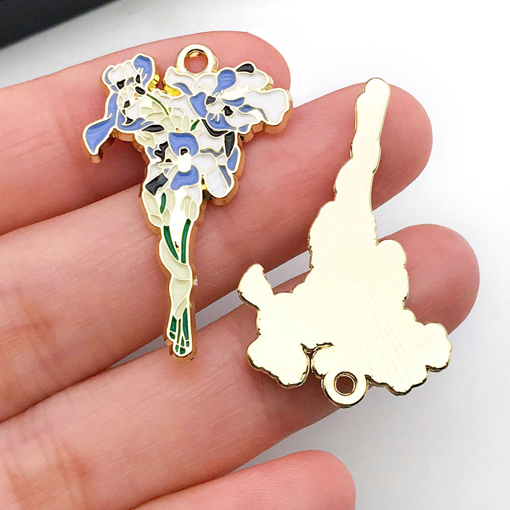 Picture of Mix 10 Botanical bouquet of lily orchid sunflower carnation alloy pendant DIY bracelet jewelry accessories pendant