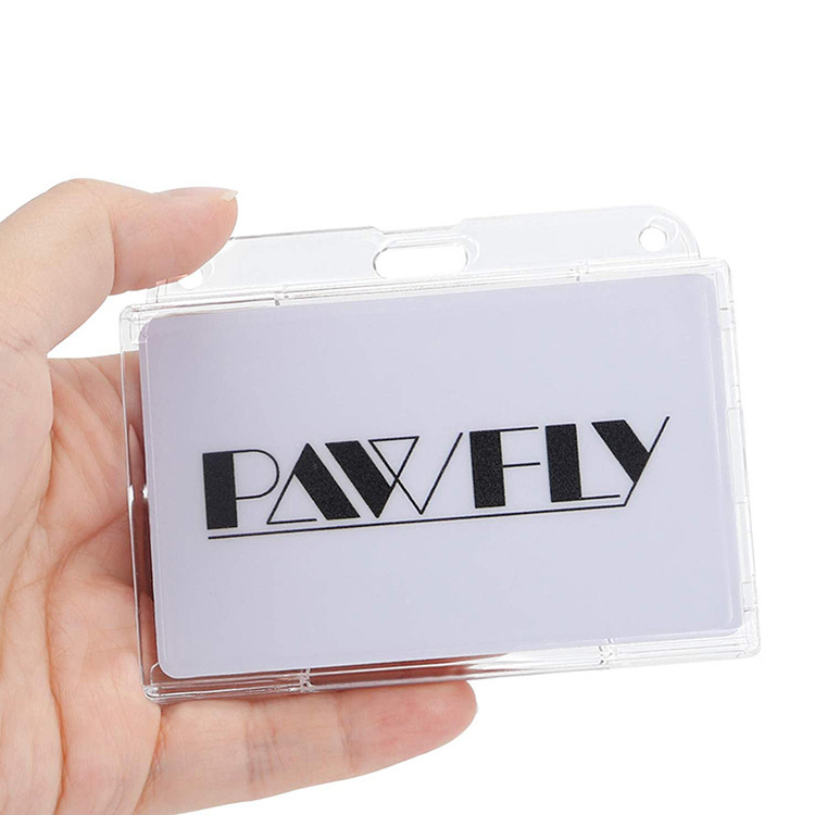 Picture of Amazon hot-selling horizontal with thumb slot card set PC plastic transparent frosted ABS ID card set PS badge