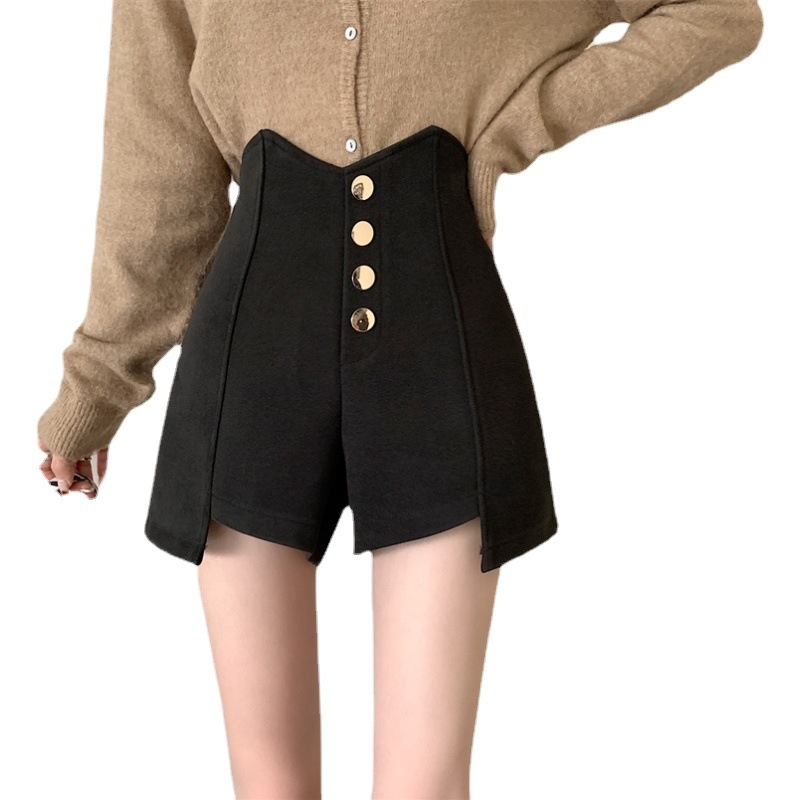 Picture of 2023 Summer New Design High waist shorts button decoration slimming A- line wide leg pants outer wear hot pants