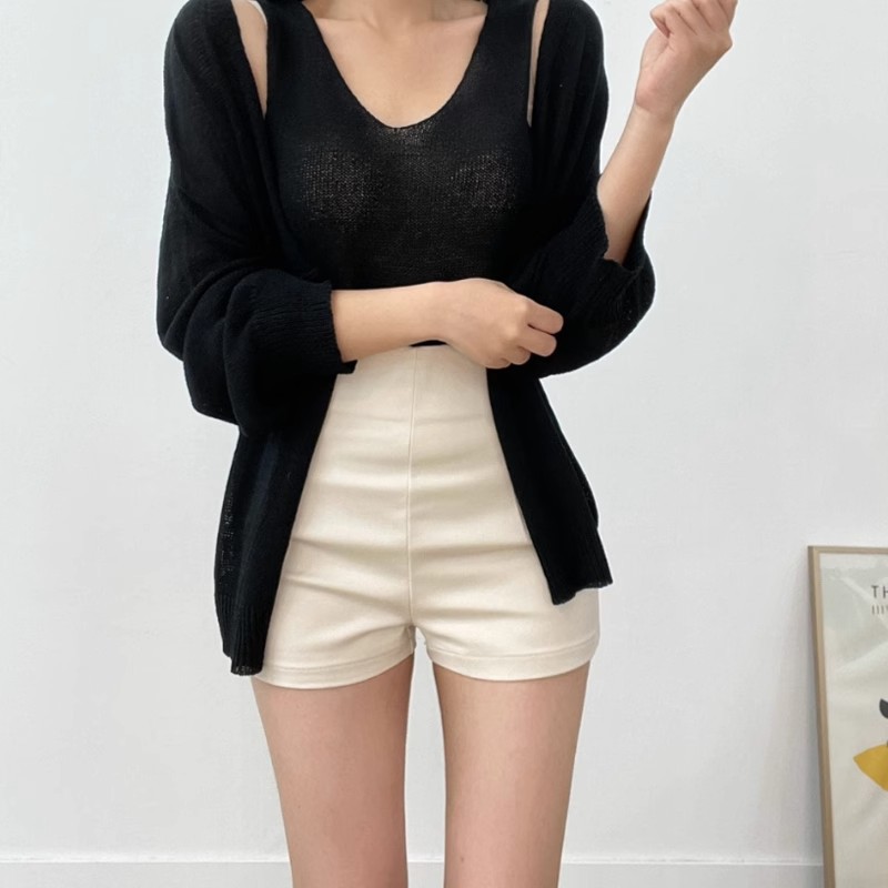 Casual Sexy All-match Autumn New Three-point High Waist Slimming Elastic White Shorts Women's Hot Pants 2024 Tight Hip