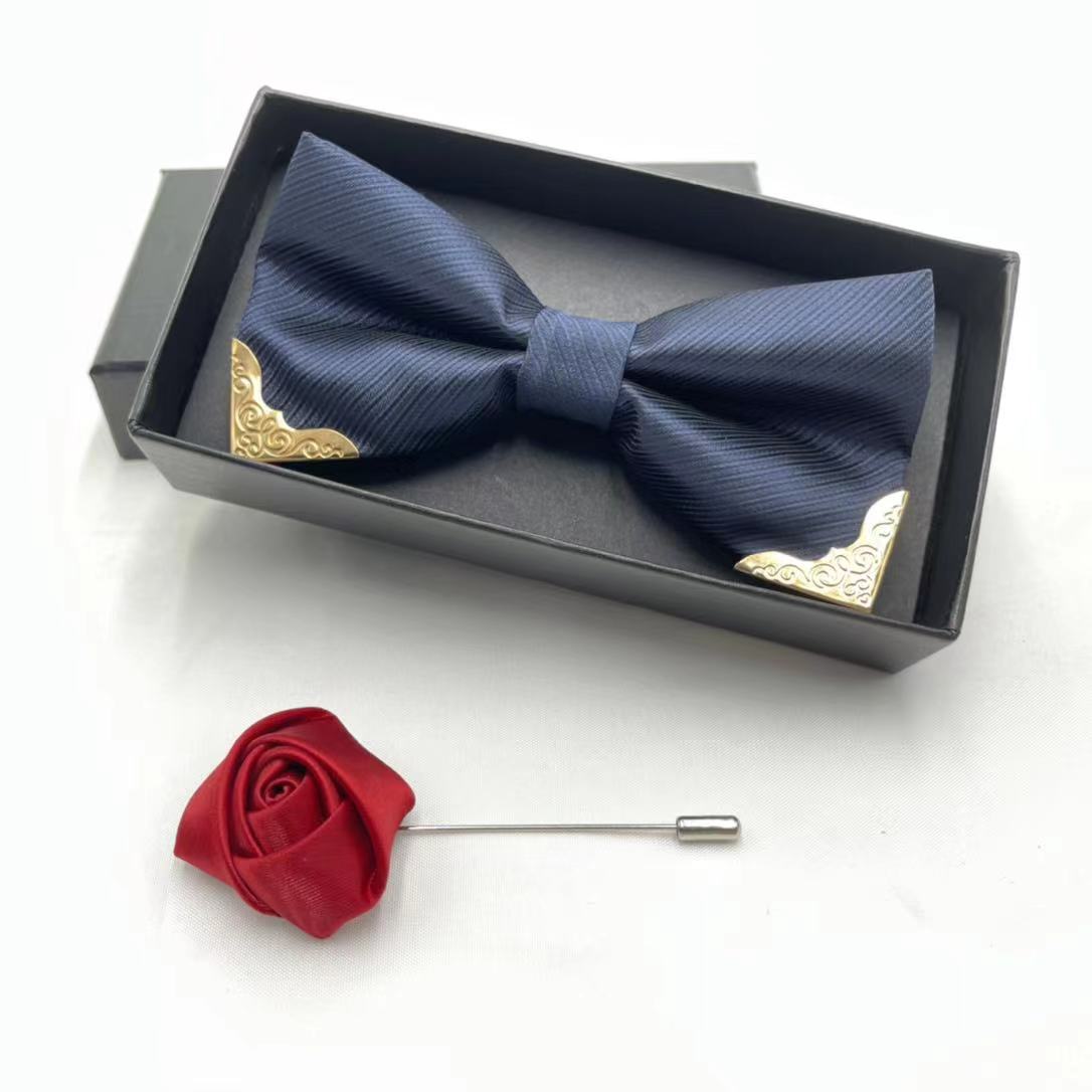 Picture of High-end wedding wedding bridegroom best man wine red British bow solid color men's bow tie formal suit trend