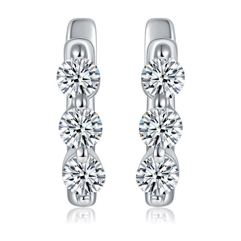 Japanese and Korean small fresh ring earrings full Mosan diamond 2.8mm round S925 silver plated 18k gold earrings ladies