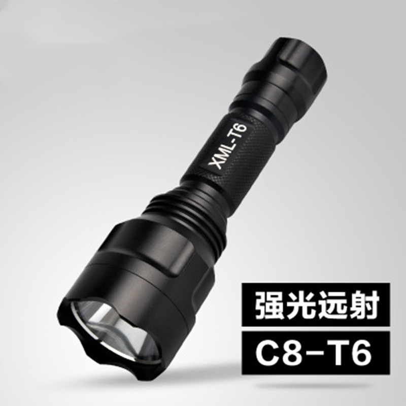 C8 flashlight Q5/T6 LED aluminum alloy flashlight outdoor mini self-defense night riding outdoor household lamp