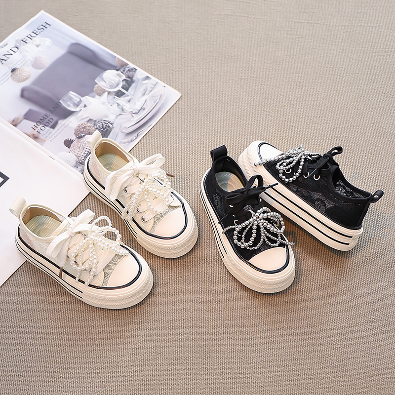 Girls Canvas Shoes 2025 New Spring & Fall Kidsren's Shoes Breathable Cloth Shoes Soft Sole Big Kidsren's Shoes Sneakers Biscuit Shoes Summer