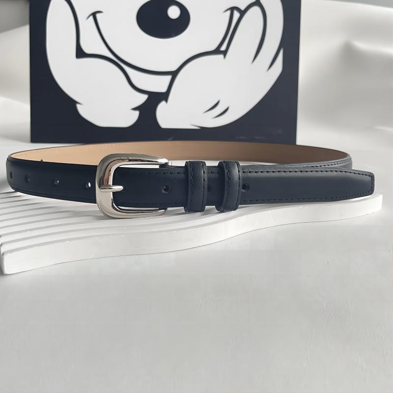 Cross-border new cowhide belt simple silver buckle with jeans overalls pants with ins style youth belt wholesale