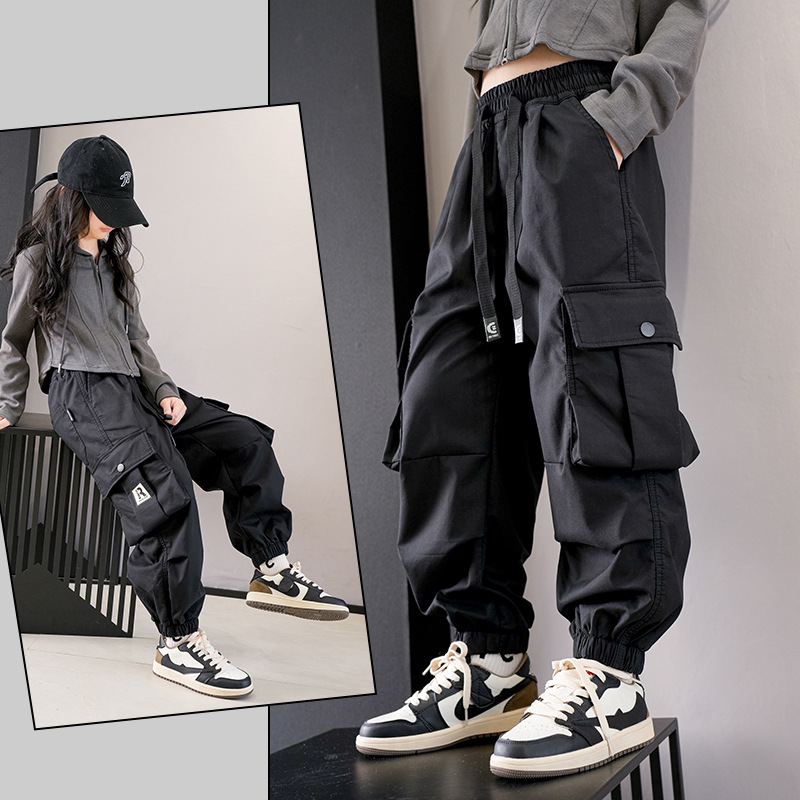 Picture of Girls' Cage Pants Spring and Autumn 2024 Children's Pants Children's Design Sense Autumn Pants Street Dance Casual Pants