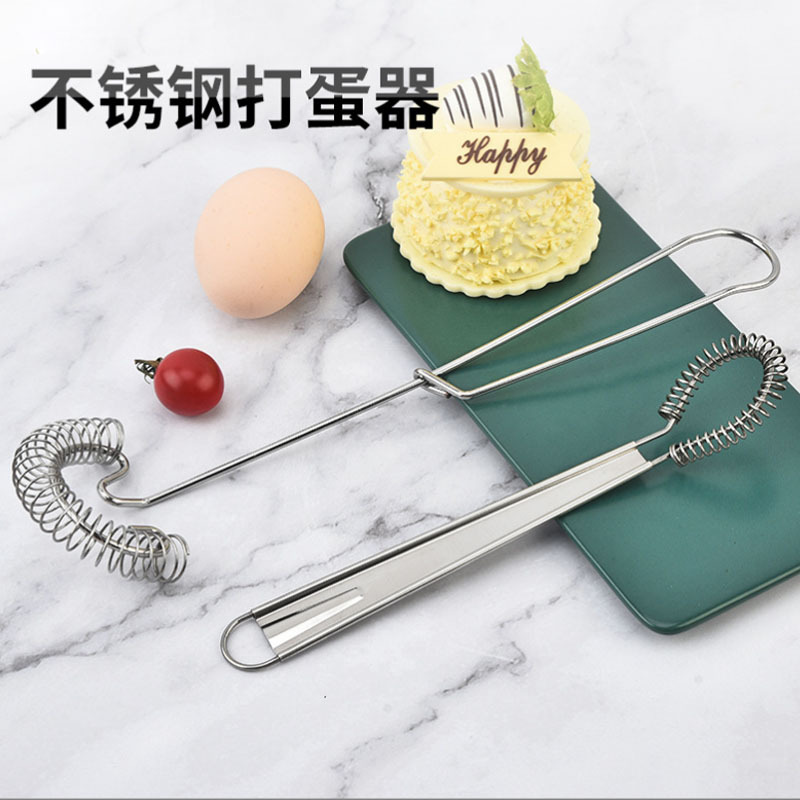 in stock Stainless Steel Egg Beater Spring Hand Blender Spoon Honey Cream Blender Kitchen Baking Tools