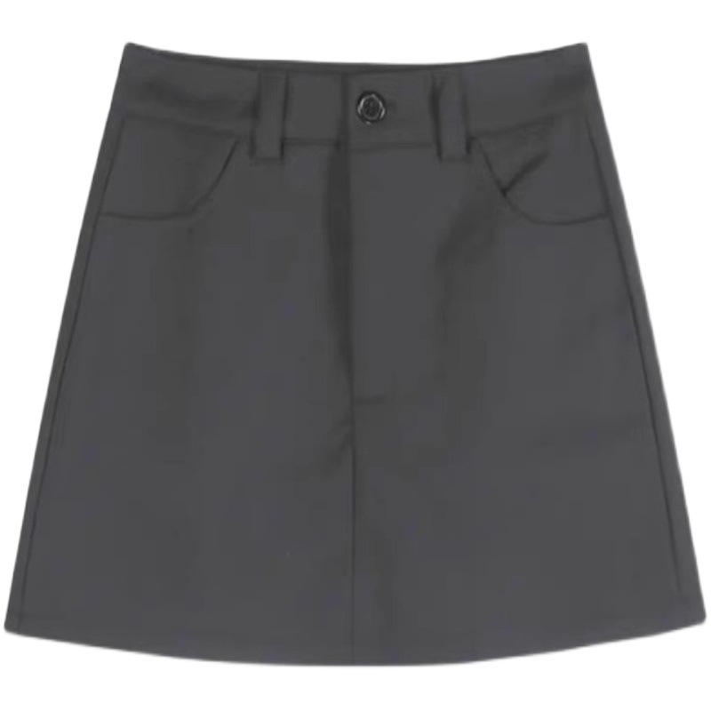 Suit Short Skirt Women's Spring 2024 New American Style Hot Girl Hip Skirt Gray Small High Waist A- Line Skirt