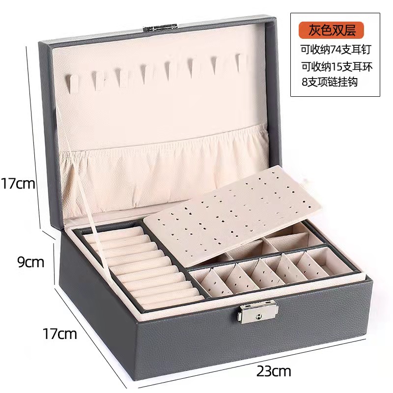 Picture of Jewelry Storage Box Pu Large Capacity Jewelry Packaging Earrings Necklace Portable Travel Jewelry Box Wholesale Zipper