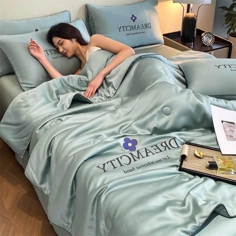 Picture of Class a Light Luxury Washed Ice Silk Summer Quilt Four-Piece Set Air-Conditioned Quilt Embroidered Summer Cool Quilt Three-Piece Set Summer Thin Quilt Ins