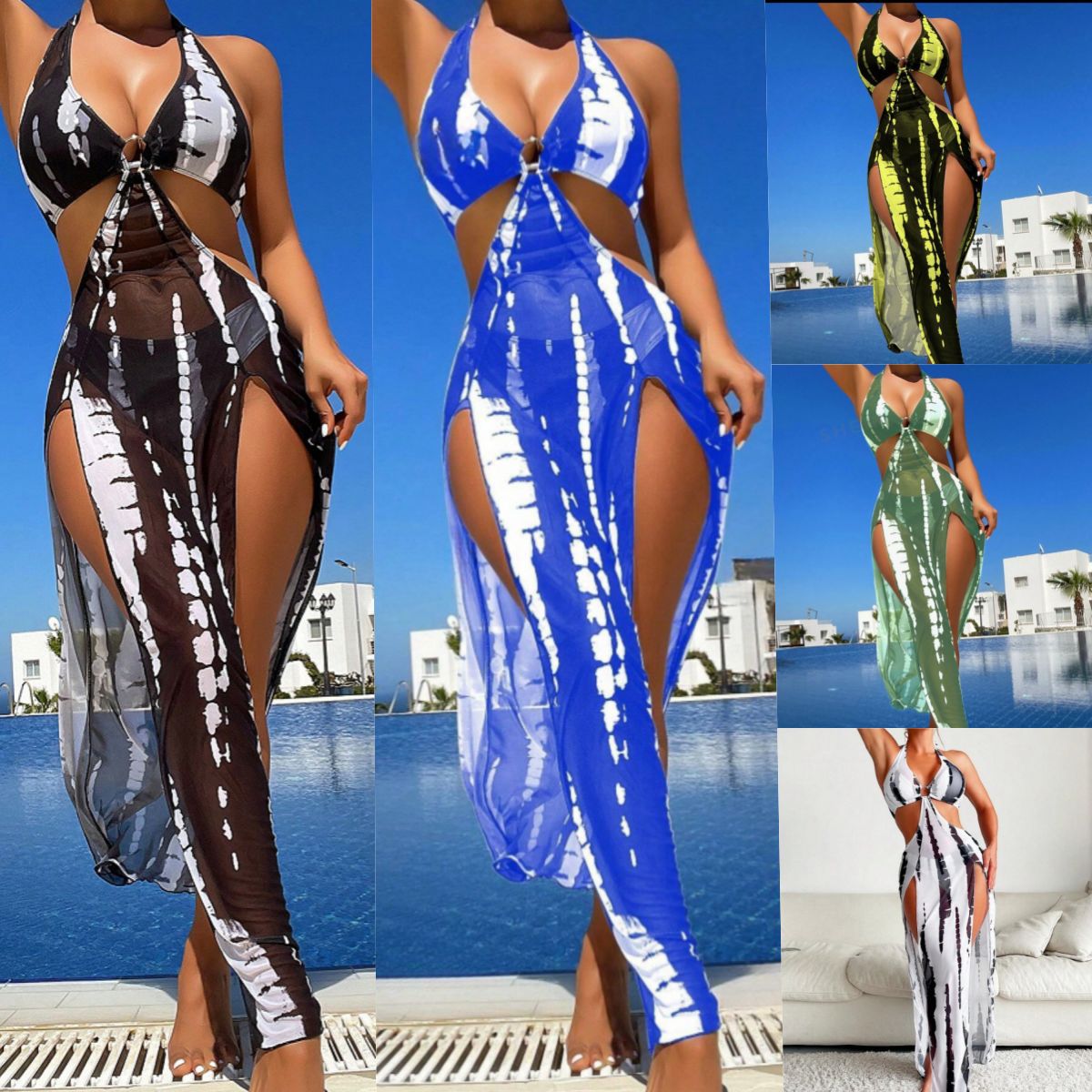 Swimsuit Three-piece Beach Long Dress New Foreign Trade Cross-border European and American Sexy Split Bikini Women Bikini Swimsuit