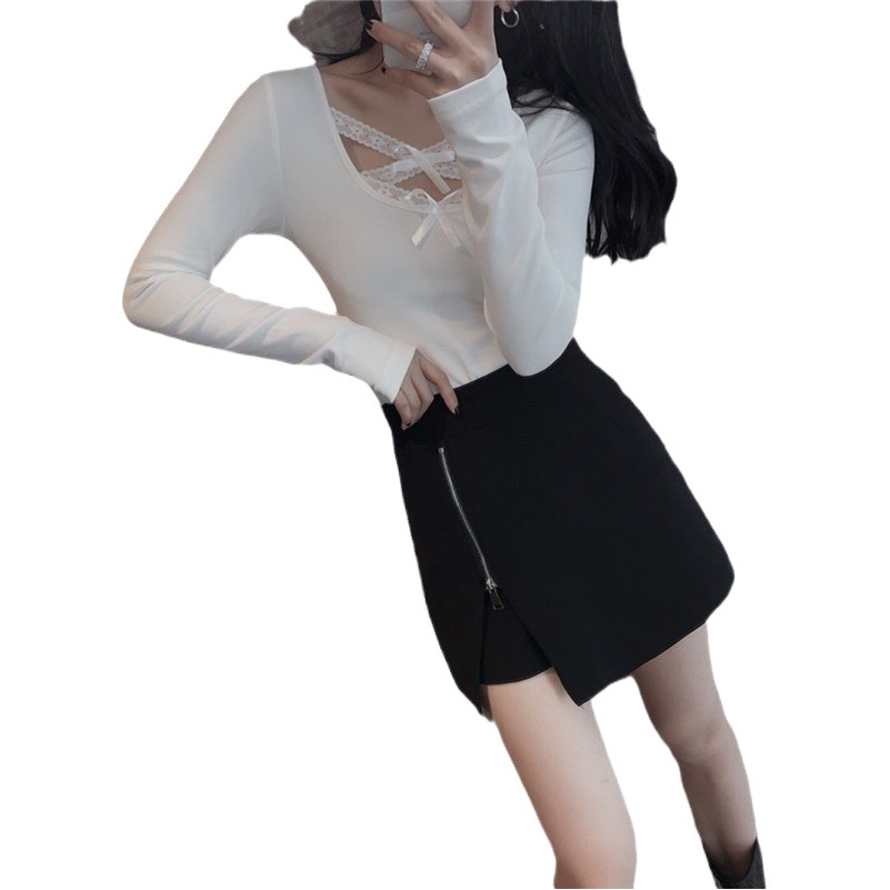Black Elastic Shorts Women's Skirt Pants 2024 New Spring and Summer A Version Slimming Zipper Split Wide Leg Pants Skirt