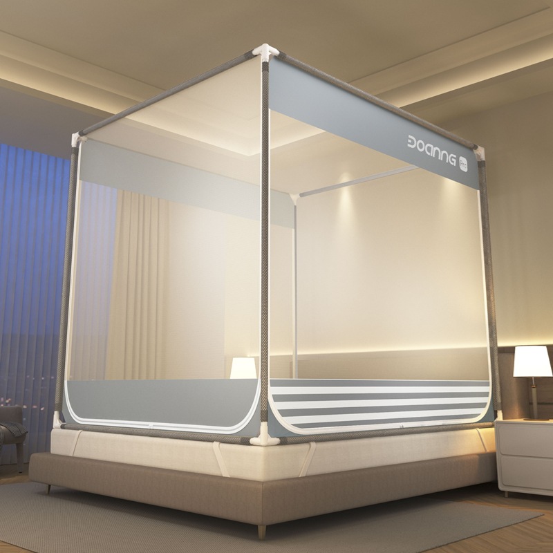 Picture of Class A Mosquito Net Household Bedroom Three-door New Bracket Tattoo Children's Anti-fall Anti-drop Bed Fully Surrounded Bottomless 1.8