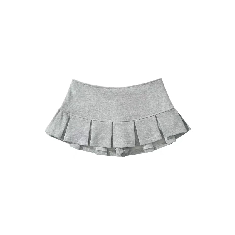 Grey Sweatshirt Skirt Pleated Skirt Slimming Summer New College American Style Little Girl Spice Girl Casual Skirt Women