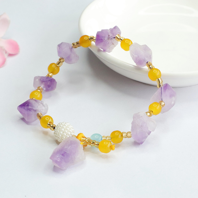 Picture of Attache Natural Amethyst Bracelet Colorful Treasure Raw Stone Bracelet Nine Purple Fire Factory Wholesale Behalf of CB 4033102