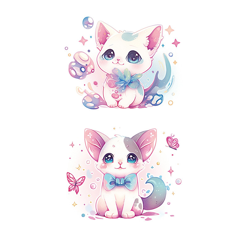 Picture of Glitter Color Cat Sticker Tattoo Sticker Fairy Washable Waterproof Long-lasting Cute Small Fresh Beautiful Arm Children