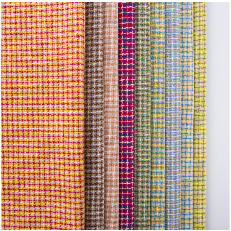 Cotton Fabric with Small Checkered Pattern in 32-Count Yarn, Thin Material for Children's Clothing, Classic Style with Multiple Color Options