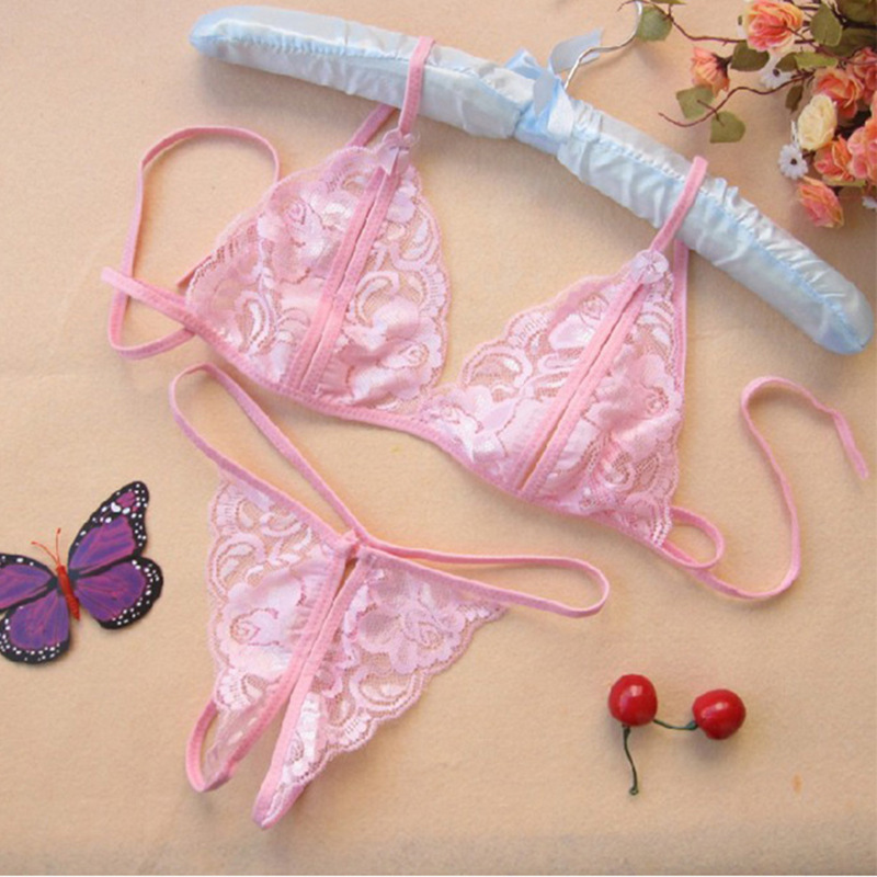 Picture of A large number of wholesale crotch-free single bow fun lace underwear women's sexy passion thong large size T pants