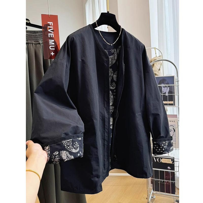 Design Retro Cashew Flower Korean Loose Thin Coat Women's Spring and Autumn New Style Small Elegant Casual Coat