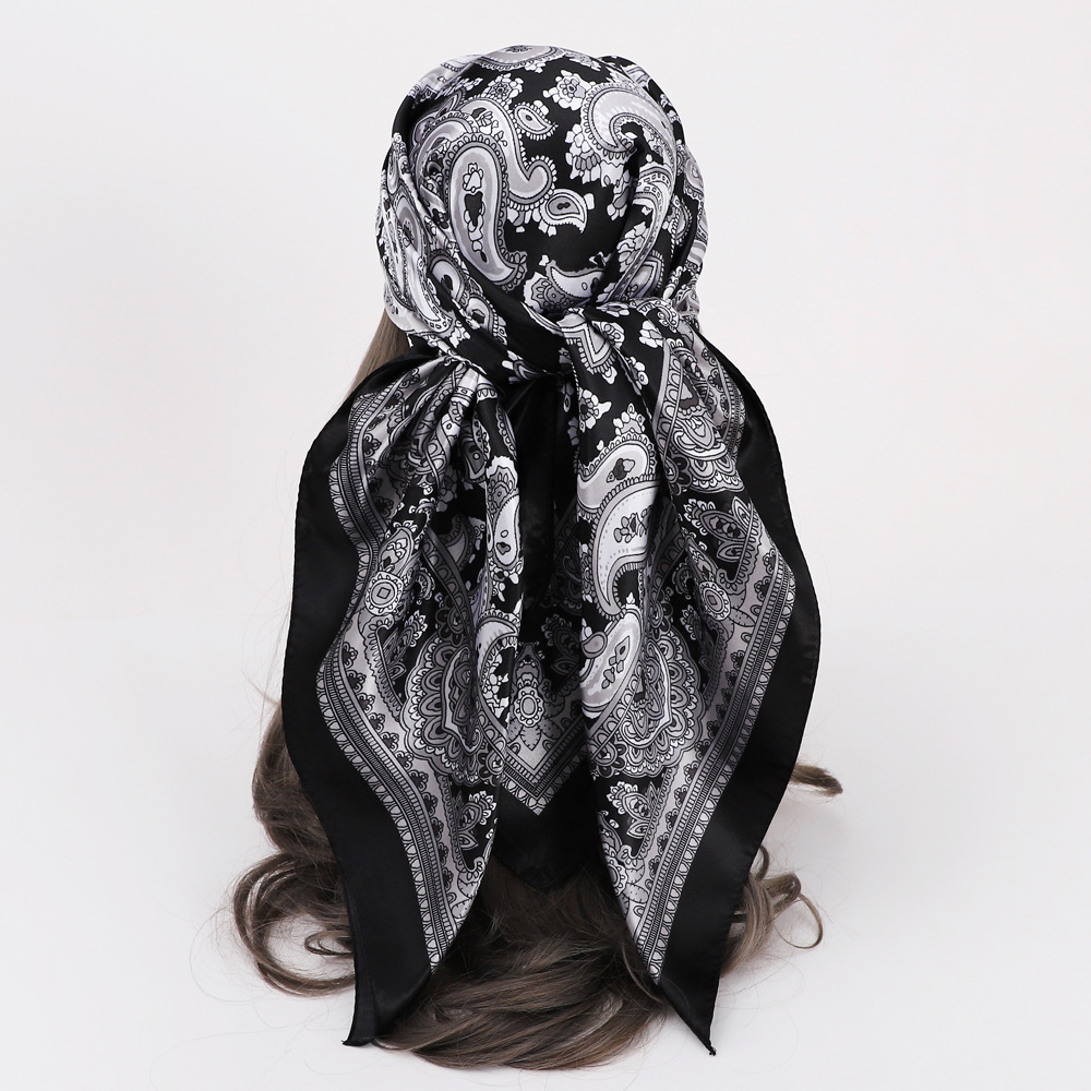 Picture of Simulated Silk Scarf Women's Headscarf 90*90cm Square Scarf Pattern Scarf Shawl European and American Cross-Border Scarf Wholesale