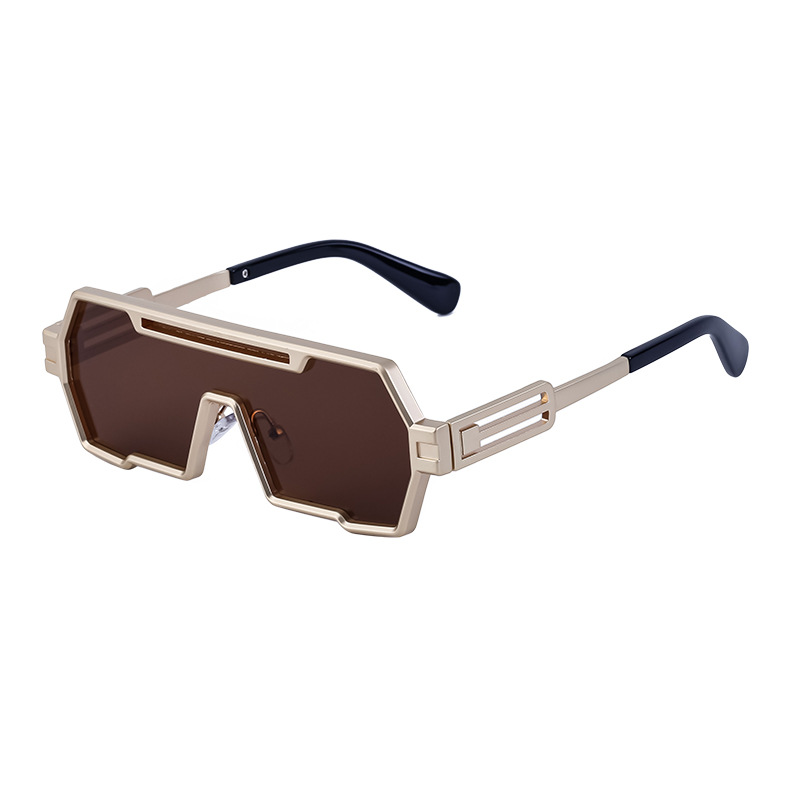 Picture of Retro Sunglasses for Men, Steampunk Style, Irregular Sunglasses, High-End Driving Glasses, Sun Protection One-Piece Glasses for Women