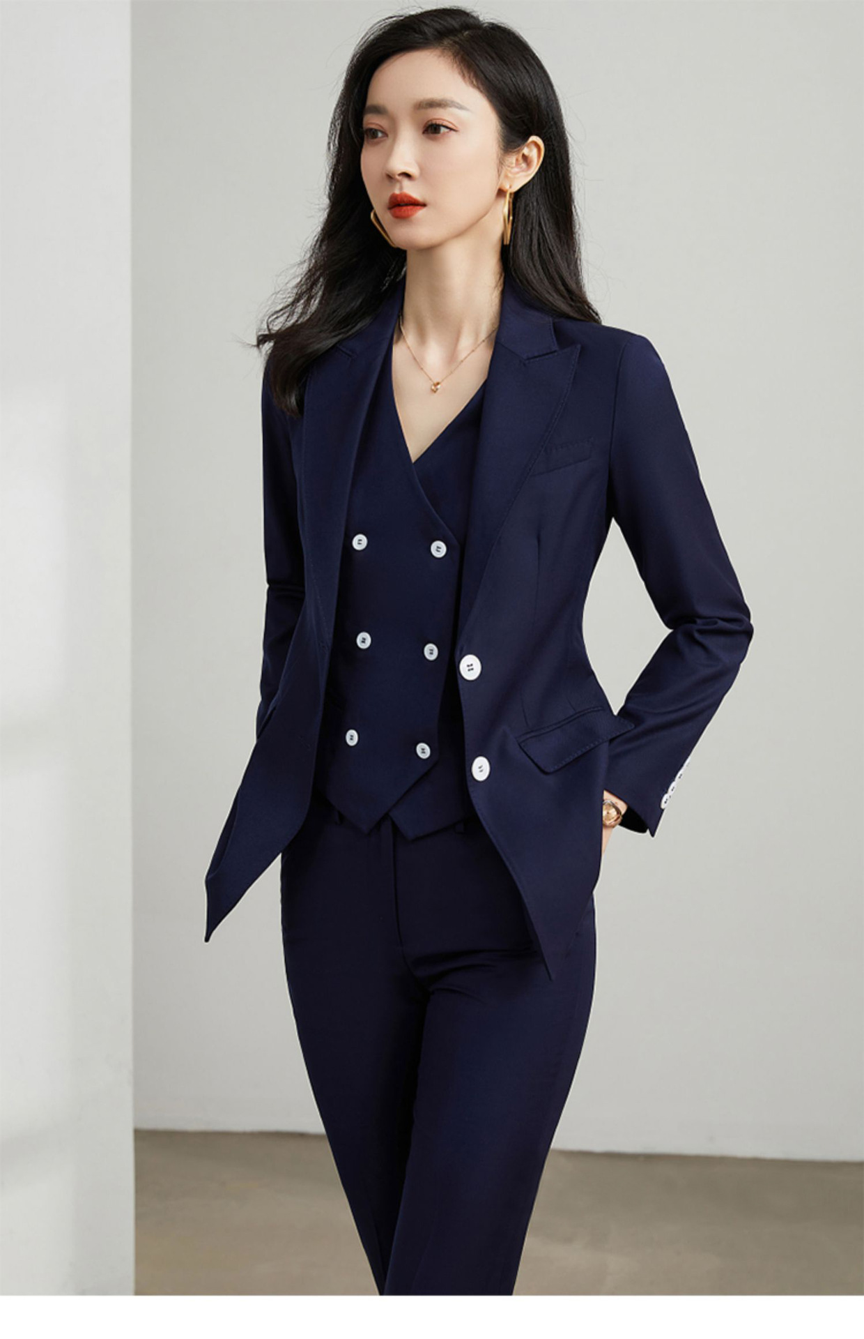 Picture of [Export to Japan] Spring Suit for Women, Wool Professional Suit with Vest and Pants, Elegant Professional Attire